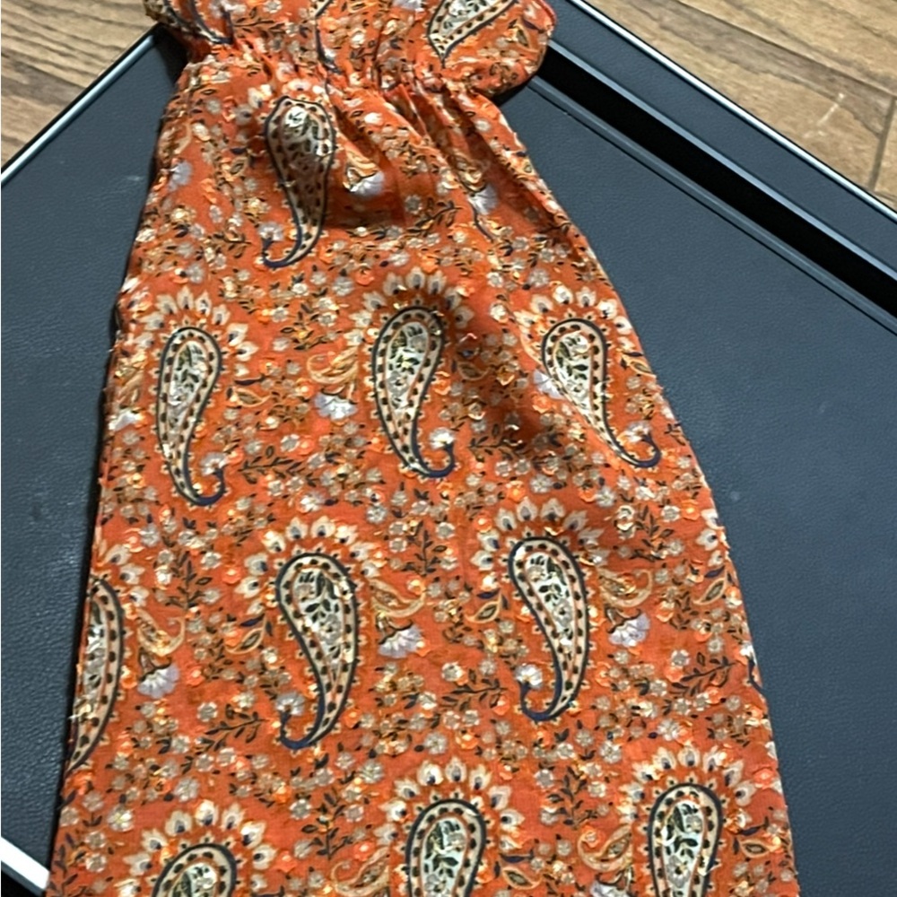DR2 Women's Blouse with Paisley Design - Rust/Orange New With Tags- Large - Picture 3 of 5